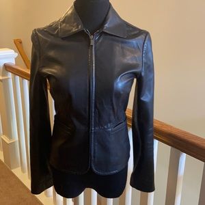 Ann Taylor Black leather jacket - Sz XS